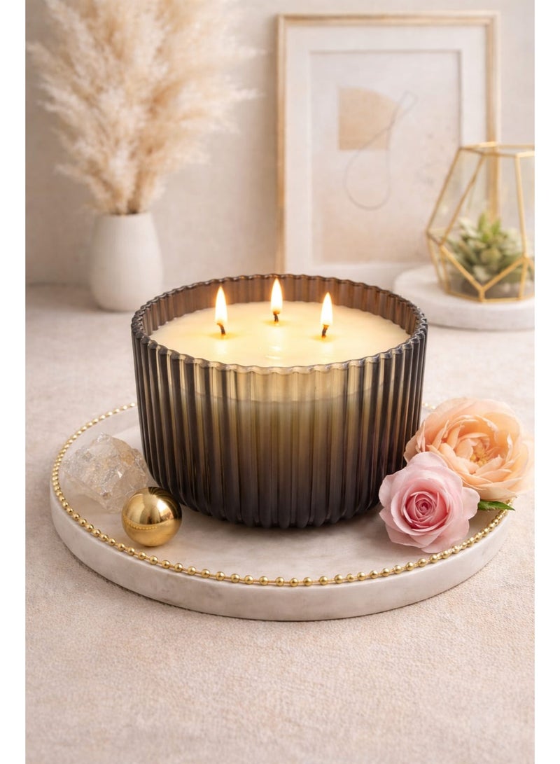 أروما شموع معطرة فاخرة  3 فتلات رائحة الزهور - Image 1